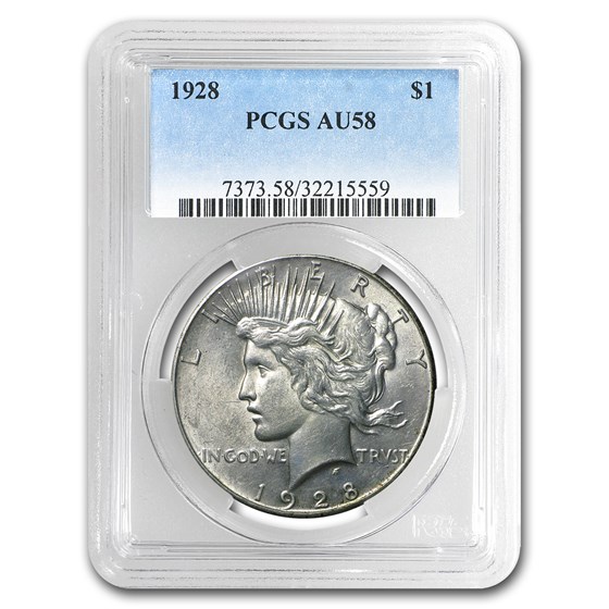 1928 Peace Dollar AU-58 PCGS 1928 Peace Dollar AU-58 PCGS