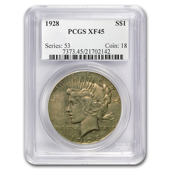 1928 Peace Dollar XF-45 PCGS (Key Date) 1928 Peace Dollar XF-45 PCGS (Key Date)