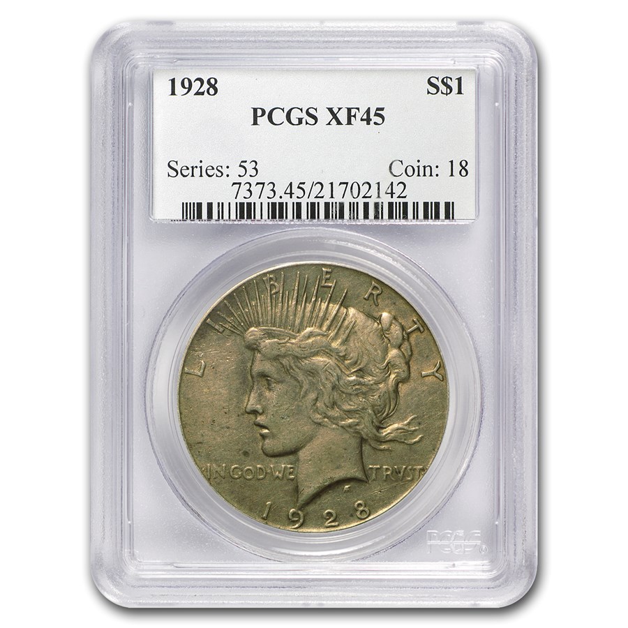 1928 Peace Dollar XF-45 PCGS