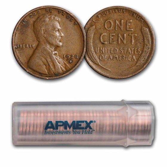1928-S Lincoln Cent 50-Coin Roll Avg Circ 1928-S Lincoln Cent 50-Coin Roll Avg Circ