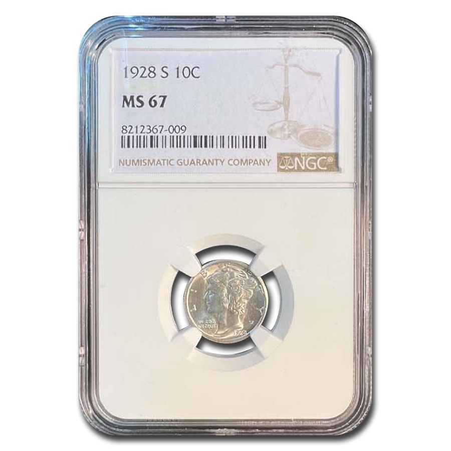 1928-S Mercury Dime MS-67 NGC
