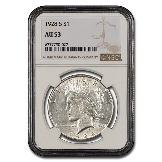1928-S Peace Dollar AU-53 NGC 1928-S Peace Dollar AU-53 NGC