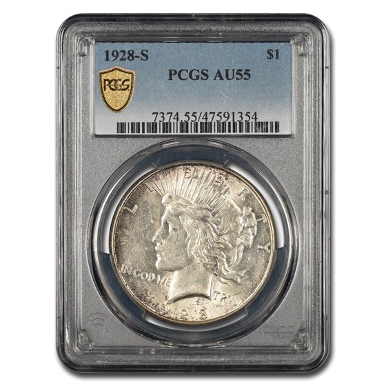1928-S Peace Dollar AU-55 PCGS 1928-S Peace Dollar AU-55 PCGS