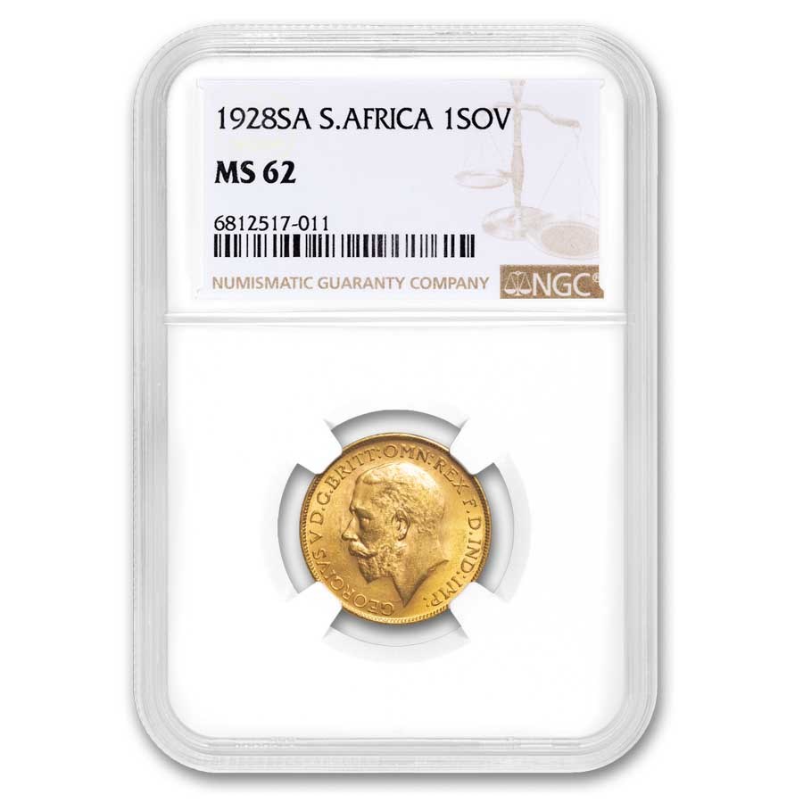 1928-SA South Africa Gold Sovereign MS-62 NGC