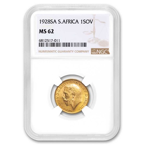 1928-SA South Africa Gold Sovereign MS-62 NGC 1928-SA South Africa Gold Sovereign MS-62 NGC
