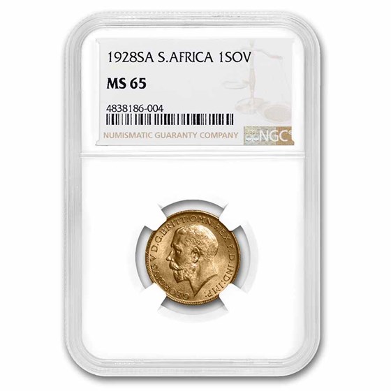 1928-SA South Africa Gold Sovereign MS-65 NGC 1928-SA South Africa Gold Sovereign MS-65 NGC