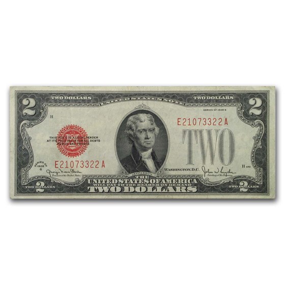 1928's $2.00 U.S. Notes Red Seal XF/AU 1928's $2.00 U.S. Notes Red Seal XF/AU