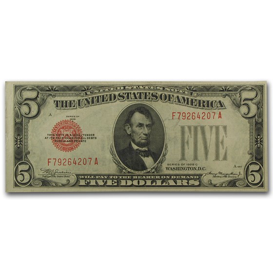 1928's $5.00 U.S. Note Red Seal XF 1928's $5.00 U.S. Note Red Seal XF