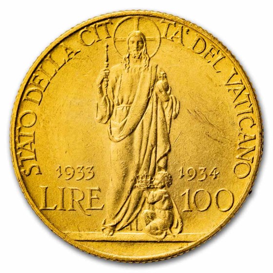 1929-1935 Vatican City Gold 100 Lire Pius XI (Random) AU