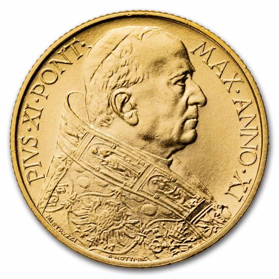1929-1935 Vatican City Gold 100 Lire Pius XI (Random) BU