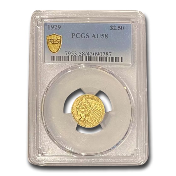 1929 $2.50 Indian Gold Quarter Eagle AU-58 PCGS 1929 $2.50 Indian Gold Quarter Eagle AU-58 PCGS