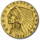 1929 $2.50 Indian Gold Quarter Eagle AU