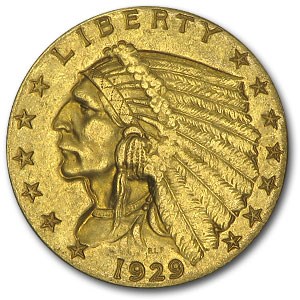 1929 $2.50 Indian Gold Quarter Eagle AU 1929 $2.50 Indian Gold Quarter Eagle AU