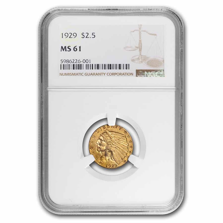 1929 $2.50 Indian Gold Quarter Eagle MS-61 NGC