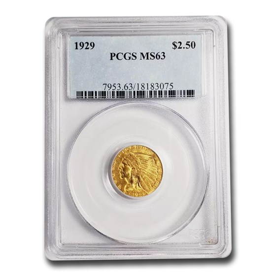 1929 $2.50 Indian Gold Quarter Eagle MS-63 PCGS 1929 $2.50 Indian Gold Quarter Eagle MS-63 PCGS