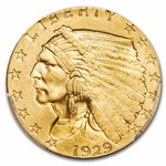 1929 $2.50 Indian Gold Quarter Eagle MS-63 PCGS