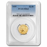 1929 $2.50 Indian Gold Quarter Eagle MS-63 PCGS