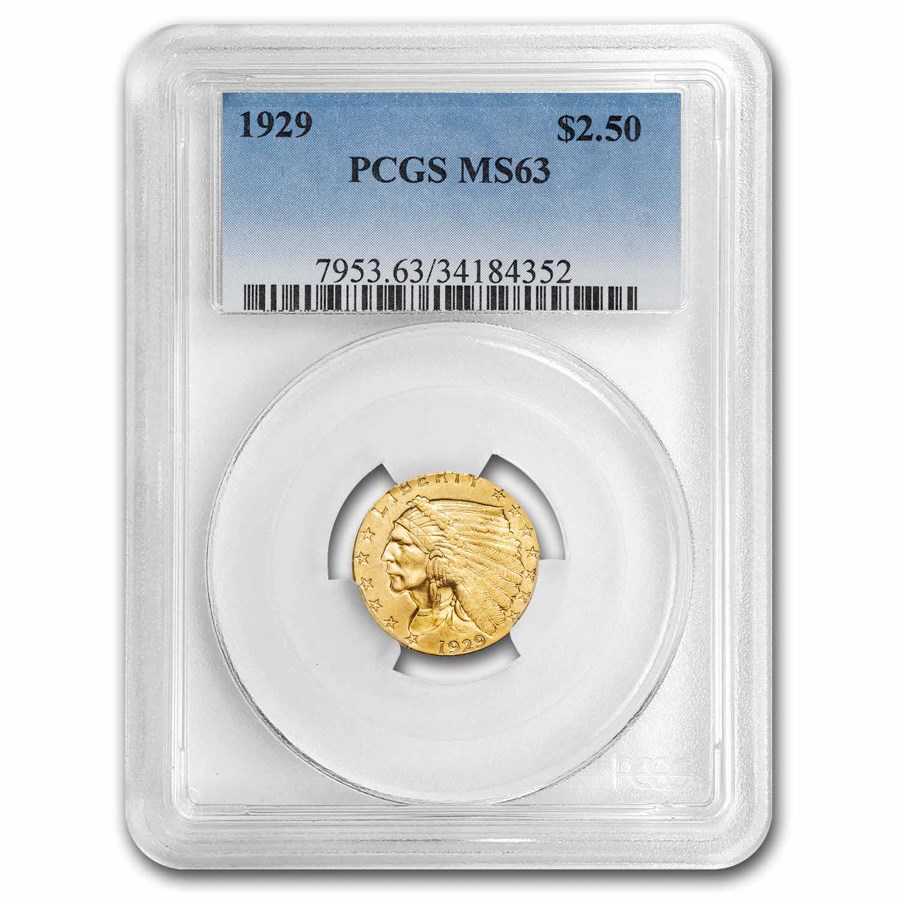 1929 $2.50 Indian Gold Quarter Eagle MS-63 PCGS