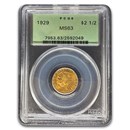 1929 $2.50 Indian Gold Quarter Eagle MS-63 PCGS