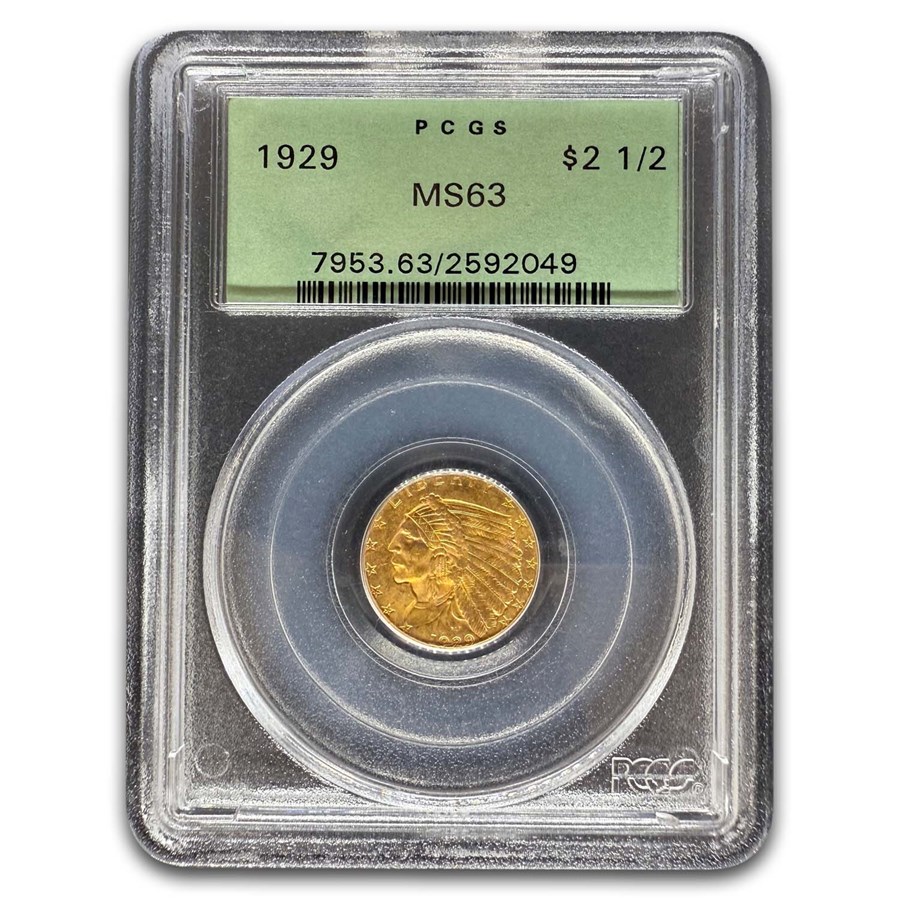1929 $2.50 Indian Gold Quarter Eagle MS-63 PCGS