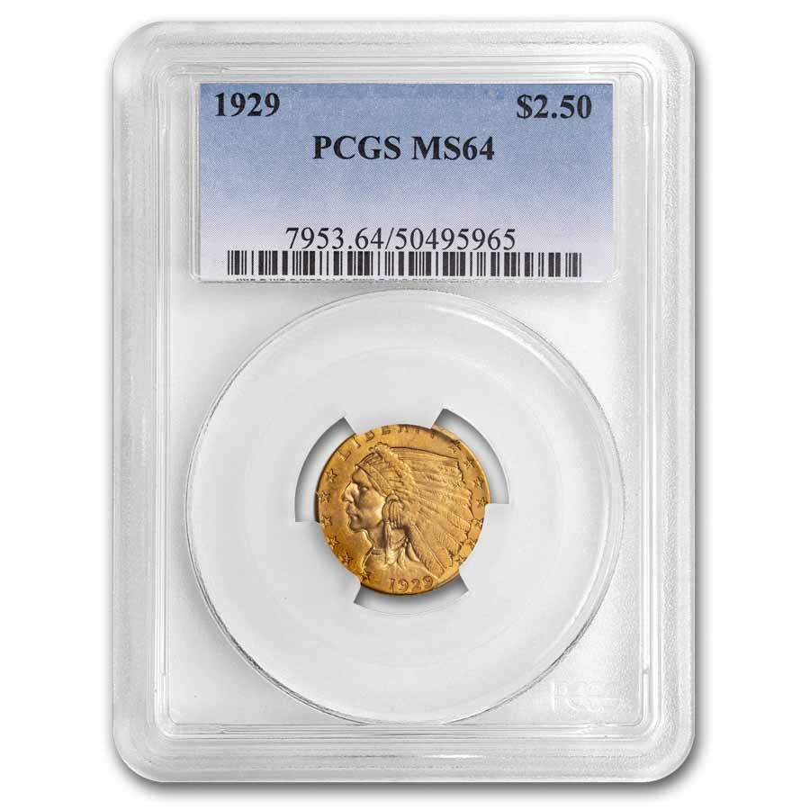 1929 $2.50 Indian Gold Quarter Eagle MS-64 PCGS