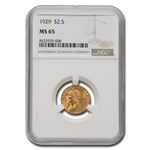 1929 $2.50 Indian Gold Quarter Eagle MS-65 NGC
