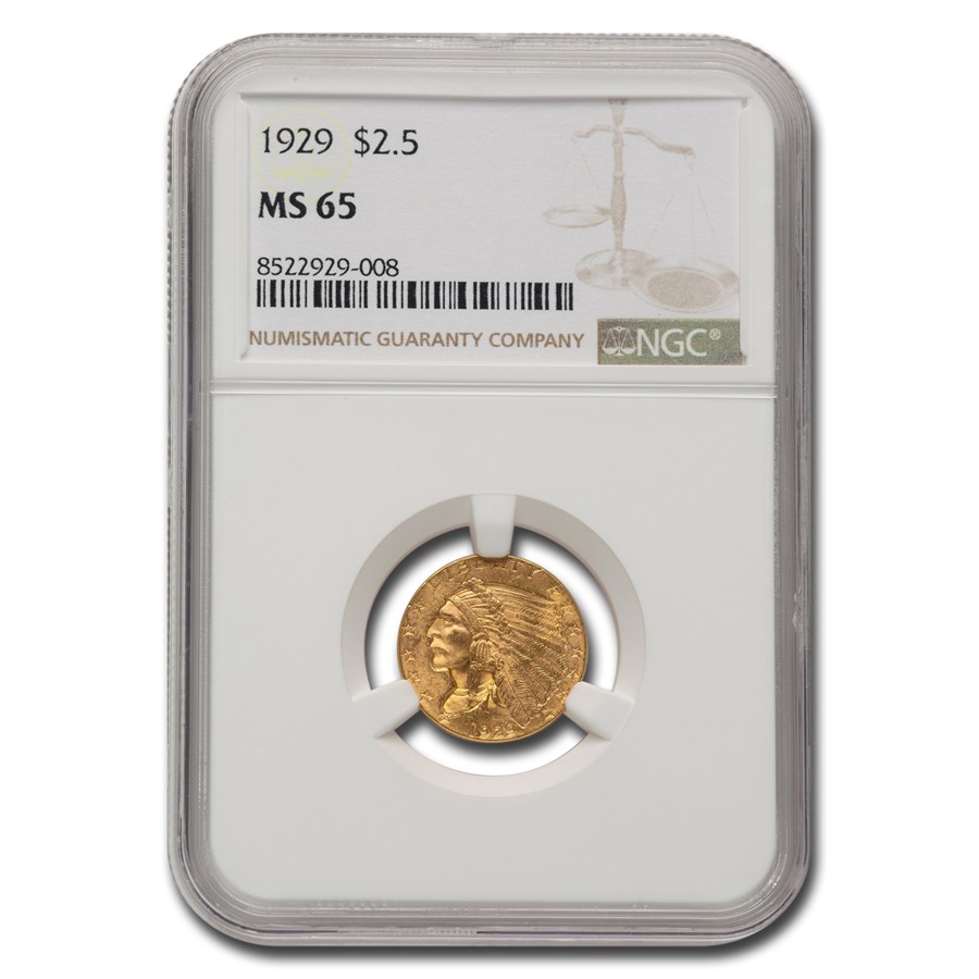 1929 $2.50 Indian Gold Quarter Eagle MS-65 NGC