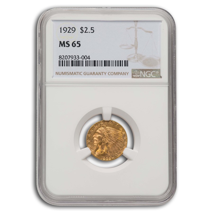 1929 $2.50 Indian Gold Quarter Eagle MS-65 NGC