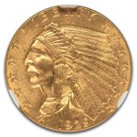 1929 $2.50 Indian Gold Quarter Eagle MS-65 NGC