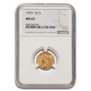 1929 $2.50 Indian Gold Quarter Eagle MS-65 NGC