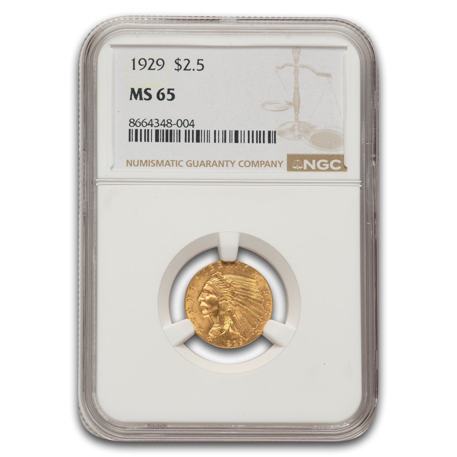 1929 $2.50 Indian Gold Quarter Eagle MS-65 NGC