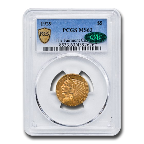 1929 $5 Indian Gold Half Eagle MS-63 PCGS CAC