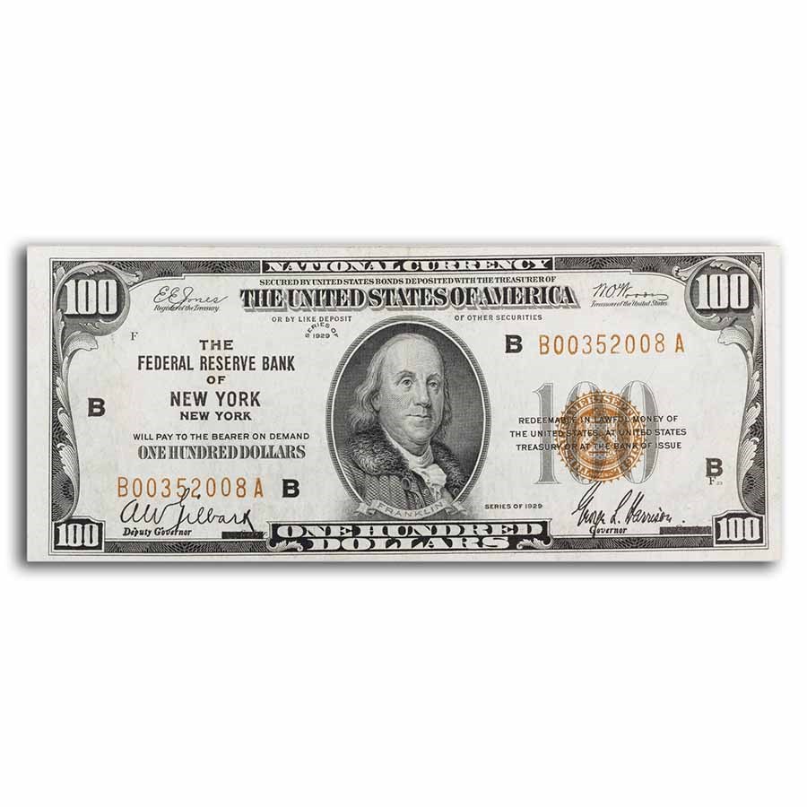 1929 (B-New York) $100 Brown Seal FRBN AU (Fr#1890-B)