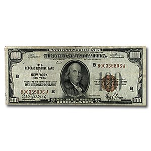 1929 (B-New York) $100 Brown Seal FRBN Fine Details 1929 (B-New York) $100 Brown Seal FRBN Fine Details