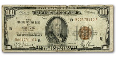 Buy 1929 (B-New York) $100 Brown Seal FRBN VG/Fine (Fr#1890-B) | APMEX
