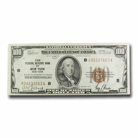 1929 (B-New York) $100 Brown Seal FRBN XF (Fr#1890-B)