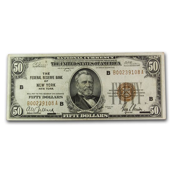 1929 (B-New York) $50 Brown Seal FRBN XF (Fr#1880-B)
