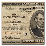 1929 (D-Cleveland) $5.00 Brown Seal FRBN VG (Fr#1850-D)