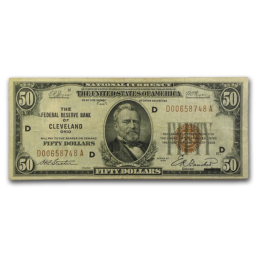 1929 Series $50 Federal Reserve National Bank Note Fine