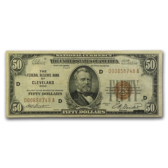 1929 (D-Cleveland) $50 Brown Seal FRBN VF 1929 (D-Cleveland) $50 Brown Seal FRBN VF