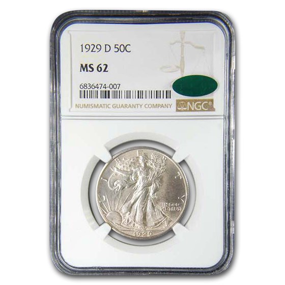 1929-D Walking Liberty Half Dollar MS-62 NGC CAC 1929-D Walking Liberty Half Dollar MS-62 NGC CAC