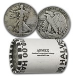 1929-D Walking Liberty Halves 20-Coin Roll Avg Circ