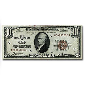 1929 (G-Chicago) $10 Brown Seal FRBN VF Details 1929 (G-Chicago) $10 Brown Seal FRBN VF Details