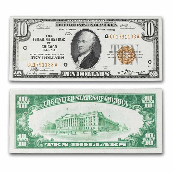 1929 (G-Chicago) $10 Brown Seal FRBN XF (Fr#1860-G)
