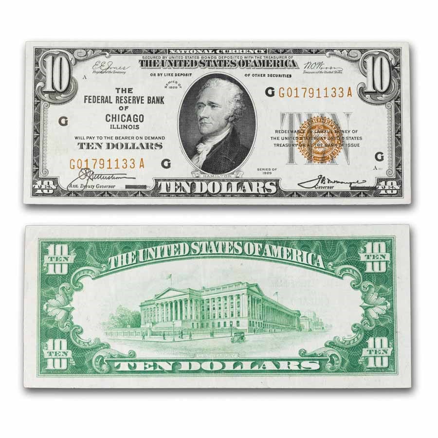 1929 (G-Chicago) $10 Brown Seal FRBN XF (Fr#1860-G)