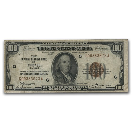 1929 (G-Chicago) $100 Brown Seal FRBN Fine (Fr#1890-G)