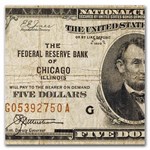 1929 (G-Chicago) $5.00 Brown Seal FRBN VG (Fr#1850-G)