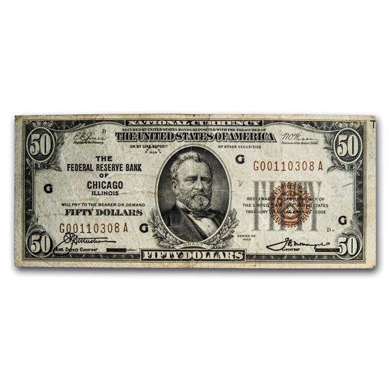 1929 (G-Chicago) $50 Brown Seal FRBN VF (Fr#1880-G) 1929 (G-Chicago) $50 Brown Seal FRBN VF (Fr#1880-G)