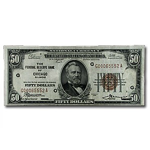 1929 (G-Chicago) $50 Brown Seal FRBN XF Details 1929 (G-Chicago) $50 Brown Seal FRBN XF Details