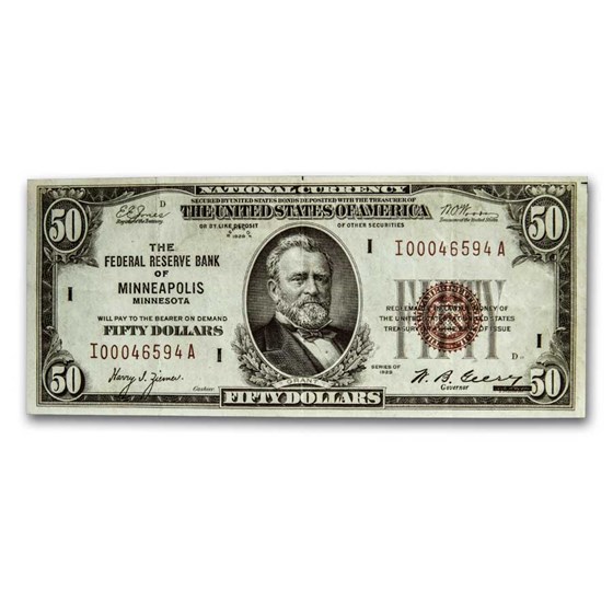 1929 (I-Minneapolis) $50 Brown Seal FRBN VF 1929 (I-Minneapolis) $50 Brown Seal FRBN VF